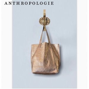 Anthropologie Talulah reversible tote rose gold leather large bag carryall